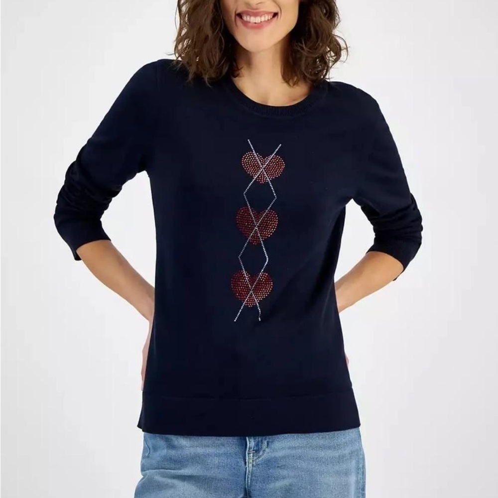 Tommy Hilfiger
Women's Heart Argly Long-Sleeve Sweater Valentine’s Day